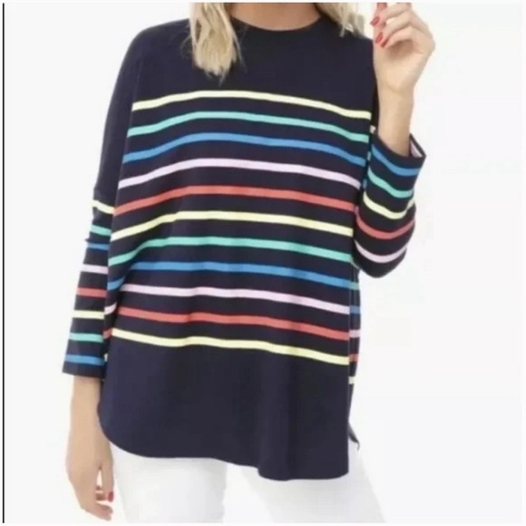 Pomander Place new colorful striped Oversized ladies 3/4 sleeve top One Size - Picture 9 of 9